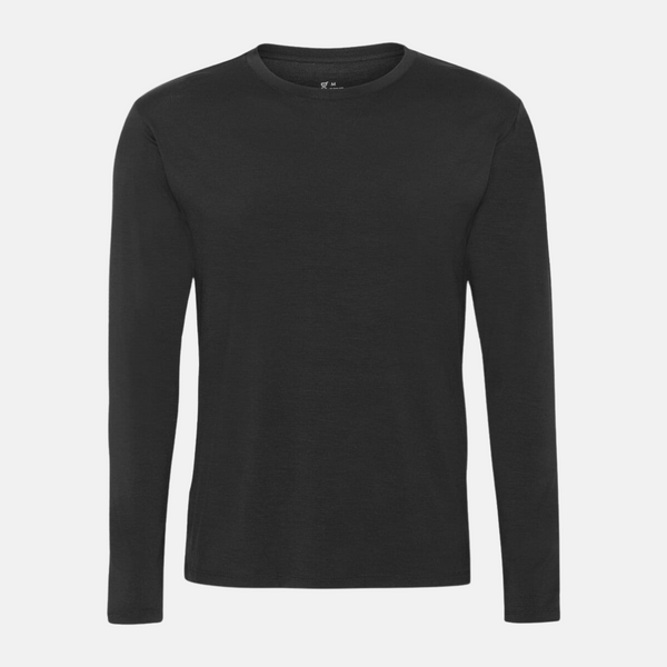 Svart långärmad T-shirt i bambu med rund hals