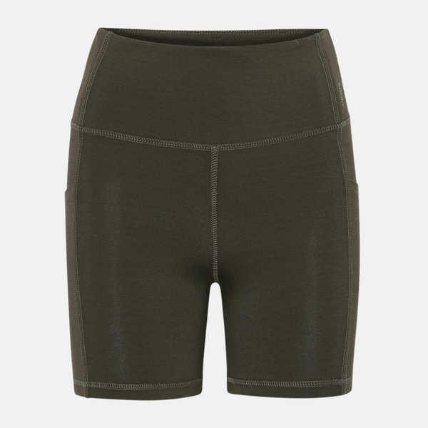 Olivgröna träningsshorts i bambu med hög midja 5"