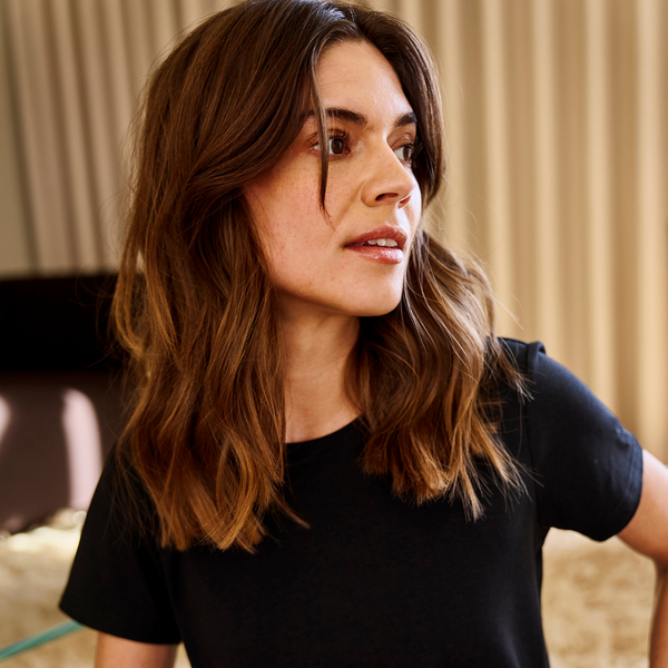 Svart bambu T-shirt med rund hals