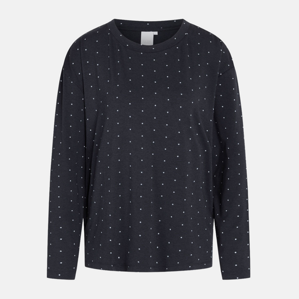 Britt långärmad nattskjorta i bambu vita blå ränder