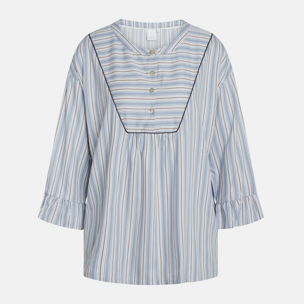 Ninna nattskjorta i bambu - blåvita ränder