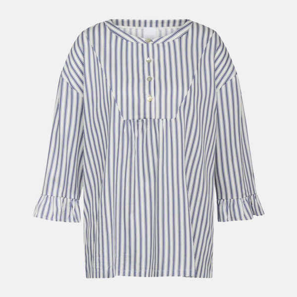 Ninna nattskjorta i bambu - blåvita ränder