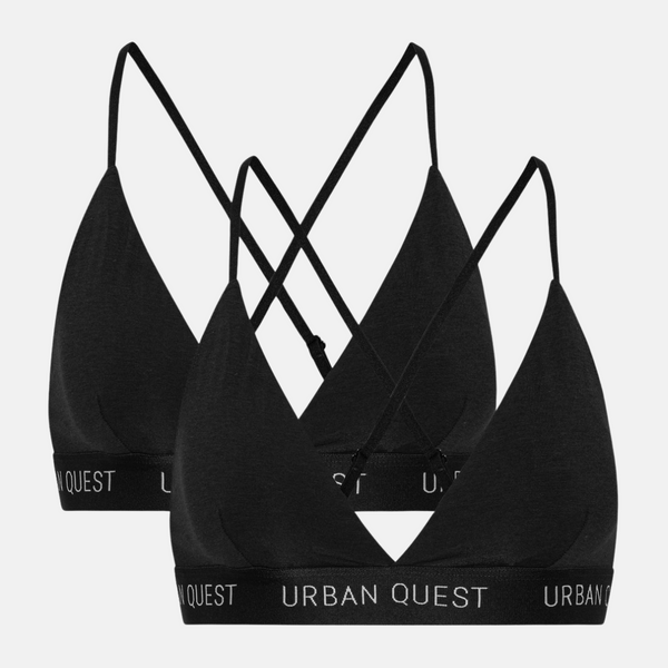 Svart triangelbh i bambu med justerbara axelband - 2 st