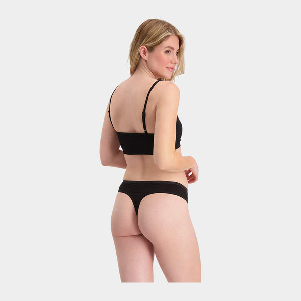 Lola bambu g-string trosor med smal resårkant - svart 3-pack