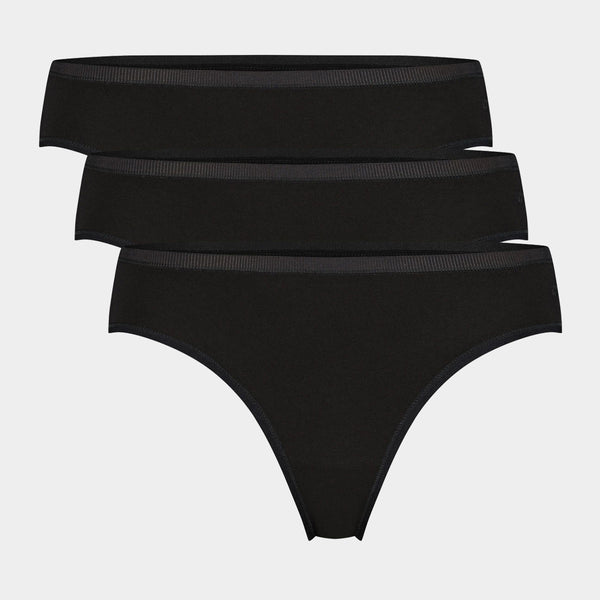 Lola bambu g-string trosor med smal resårkant - svart 3-pack