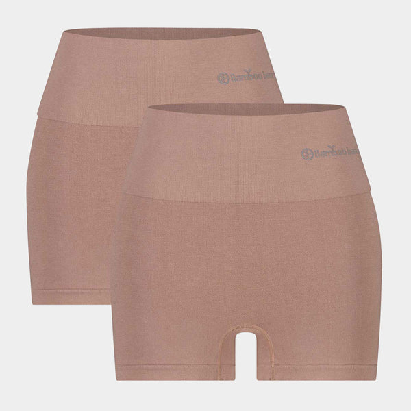 Stella högmidjade korrigerande Bambu Hotpants - Tan nude 2 Pack