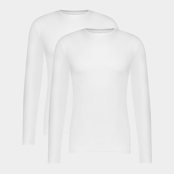 Ralph Bamboo Långärmad T-shirt med rund hals - Vit 2-pack