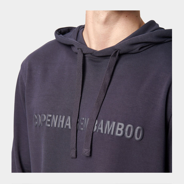 Mörkgrå hoodie joggingset i bambu med logotyp