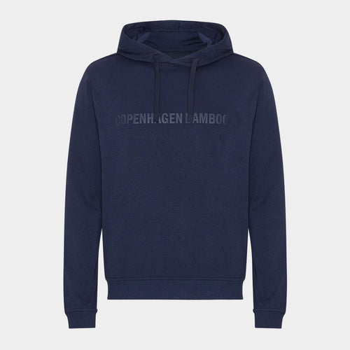 Blå bambus hoodie med logo fra Copenhagen Bamboo