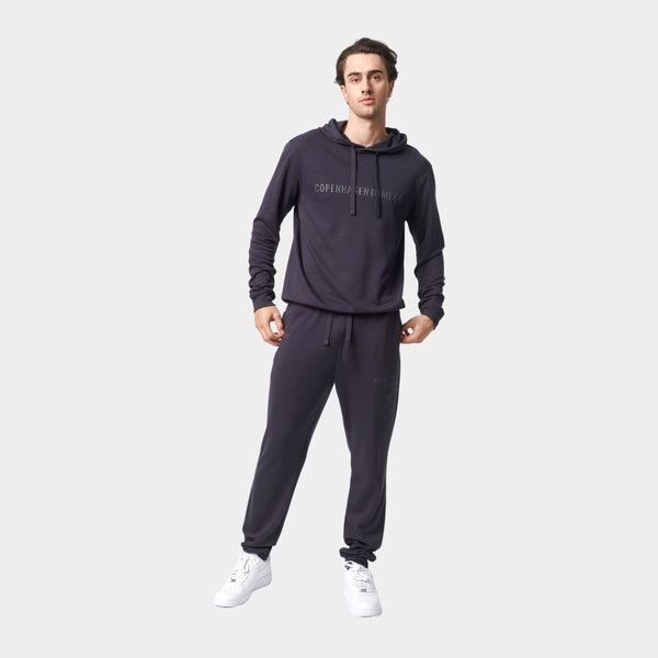 Mörkgrå hoodie joggingset i bambu med logotyp