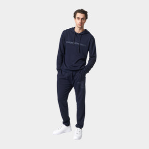Blå bambus hoodie joggingsæt med logo fra Copenhagen Bamboo