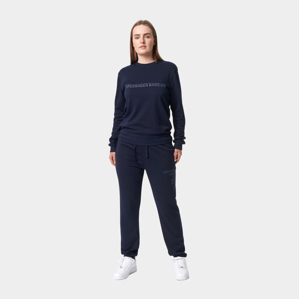 Marinblå bambu joggingset med logotyp