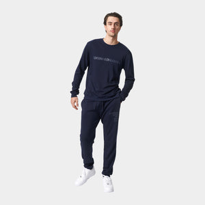 Blå bambus joggingsæt med logo fra Copenhagen Bamboo