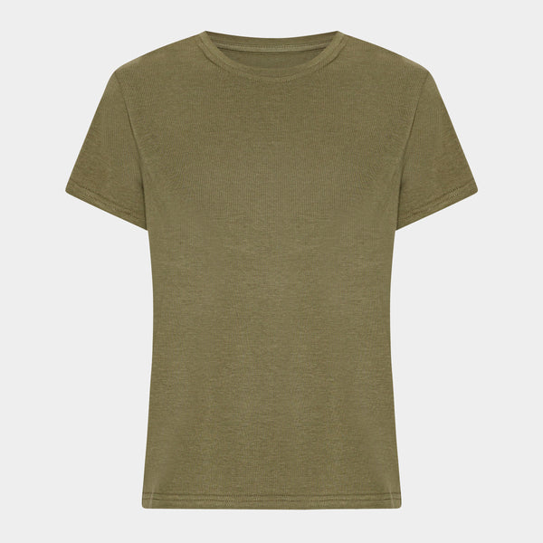 Olivgrön kortärmad bambu T-shirt