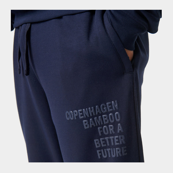 Marinblå bambu joggingset med logotyp