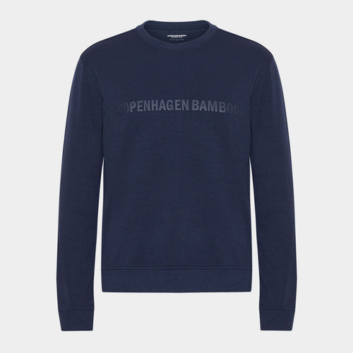Blå bambus sweatshirt med logo fra Copenhagen Bamboo