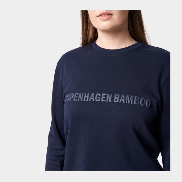 Marinblå bambu joggingset med logotyp