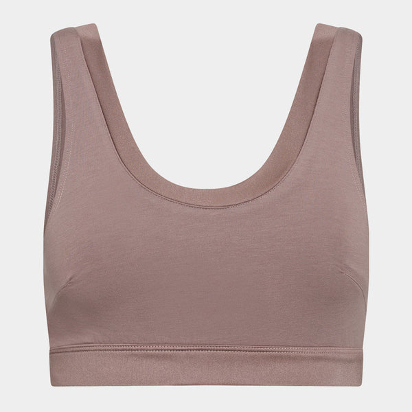 Taupe bh-topp i bambu med feminina detaljer