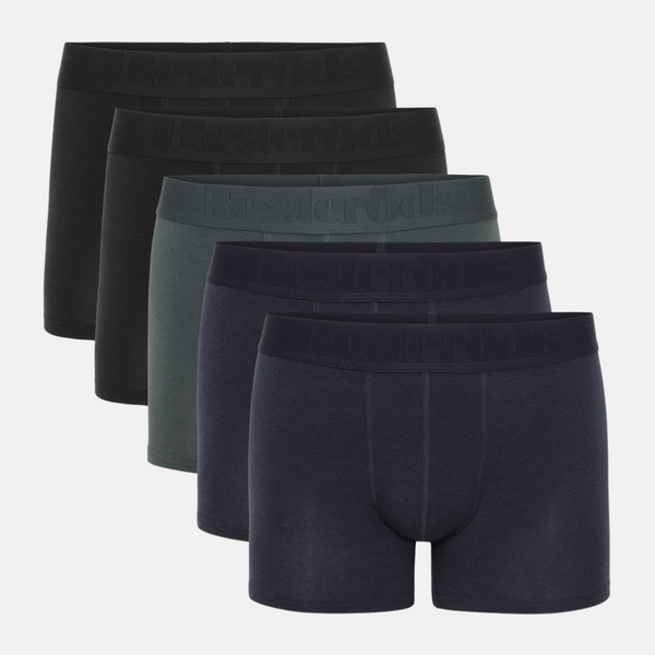 5 par bambuunderkläder svarta/grå/marinblå