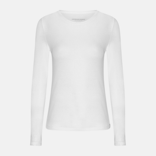 Hvid langærmet bambus T-shirt fra Copenhagen Bamboo