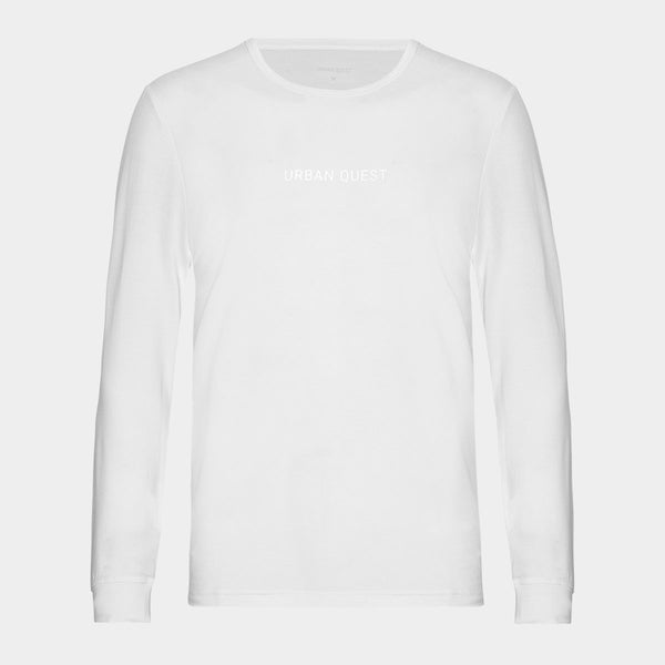 Långärmad vit bambu T-shirt