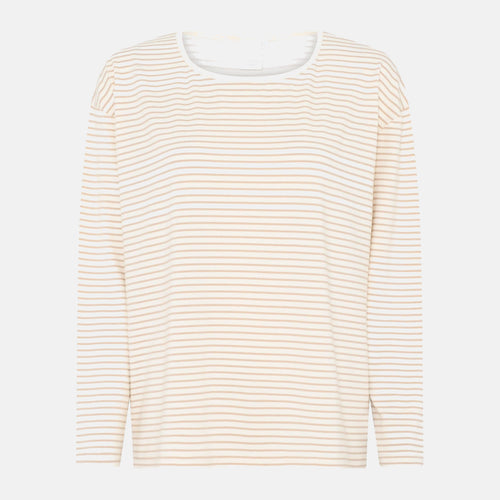 Stribet langærmet bambus T-shirt i sand fra CCDK