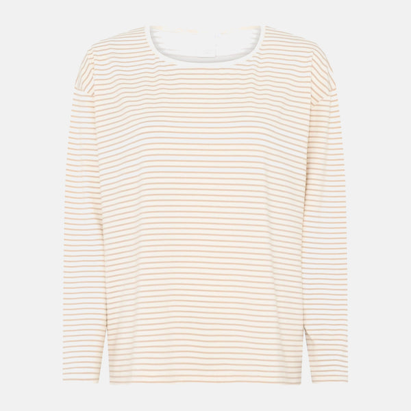 Stribet langærmet bambus T-shirt i sand fra CCDK