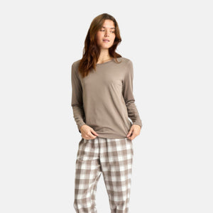 Brun langærmet bambus T-shirt