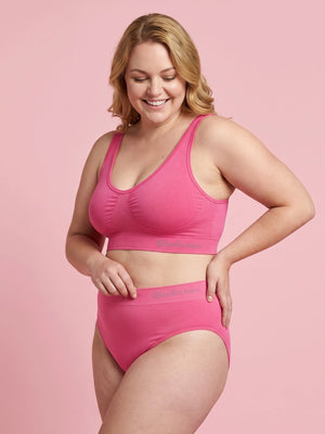 Bamboo Basics vadderad bambu-BH och trosor i rosa