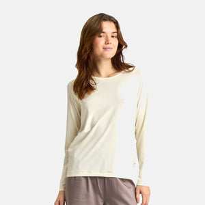 Creme langærmet bambus T-shirt