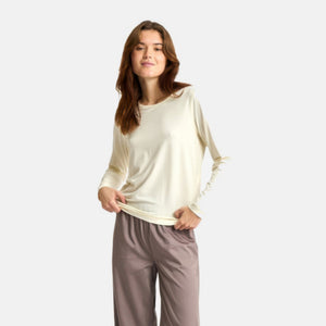 Creme langærmet bambus T-shirt