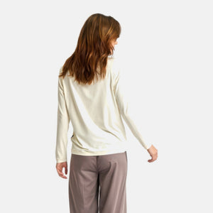 Creme langærmet bambus T-shirt