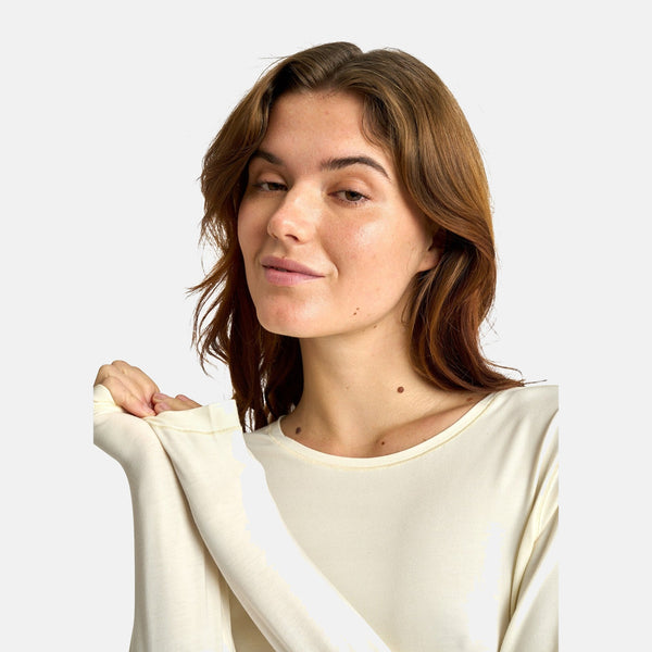 Creme langærmet bambus T-shirt