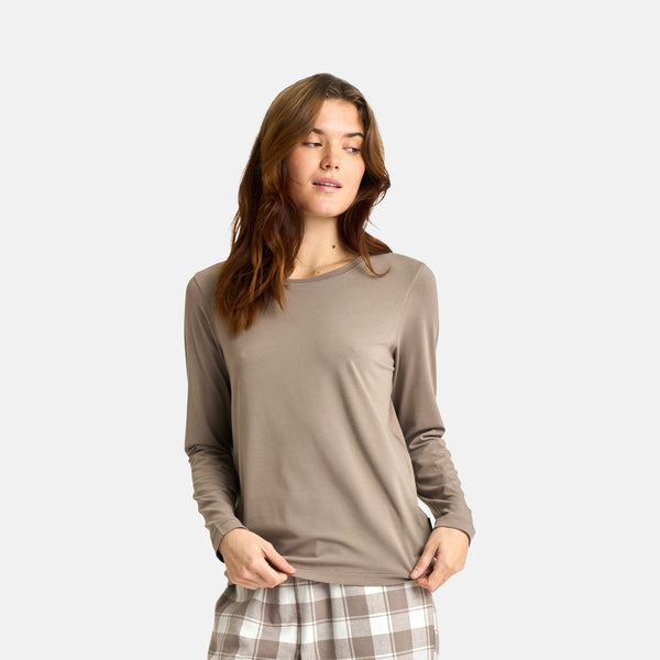 Brun langærmet bambus T-shirt