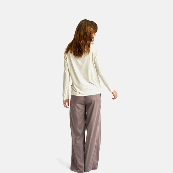 Creme langærmet bambus T-shirt
