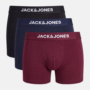 3 pak bambus underbukser i mørkerød/navy/sort fra Jack & Jones