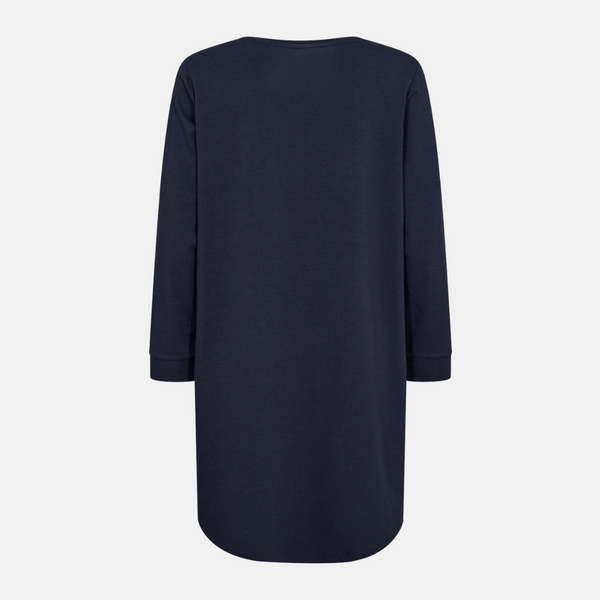 Langærmet bambus T-shirt kjole navy