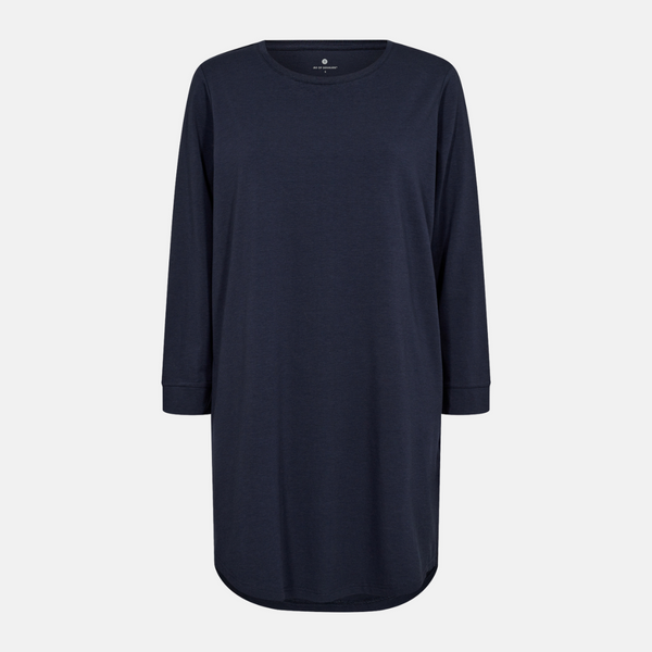 Langærmet bambus T-shirt kjole navy