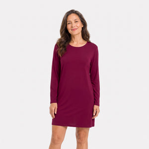 Nala Bordeaux langærmet natkjole fra Bamboo Basics