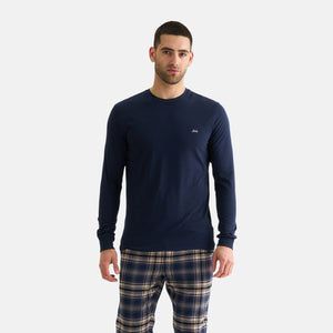 Navy langærmet bambus T-shirt til herre