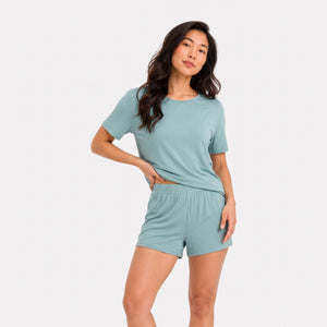 Nicole Grøn kortærmet pyjamassæt fra Bamboo Basics