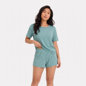 Nicole Grøn kortærmet pyjamassæt fra Bamboo Basics
