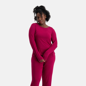 Nina Bordeaux langærmet pyjamassæt fra Bamboo Basics