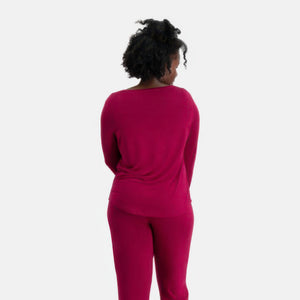 Nina Bordeaux langærmet pyjamassæt fra Bamboo Basics