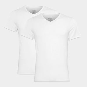 2-pack vita slim fit bambu v-ringade T-shirts JBS