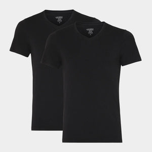 2-pack svarta slim fit bambu v-ringade T-shirts JBS