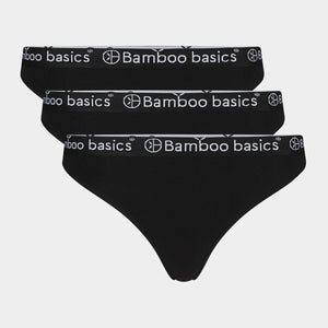 Emma bambu stringtrosor med resår - 3-pack svarta Bamboo Basics