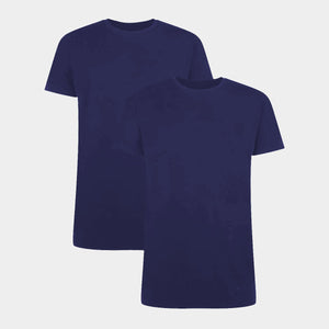 Ruben bambus crew neck T-shirt - navy 2 pak S   Bamboo Basics