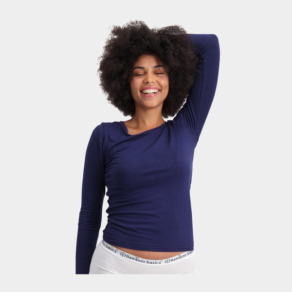 Lara bambus langærmet T-shirt - Navy 2 pak    Bamboo Basics