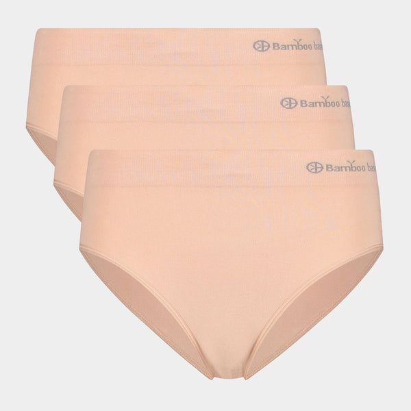 Belle bambus maxi trusser med smal elastikkant - rose nude 3 pak S   Bamboo Basics